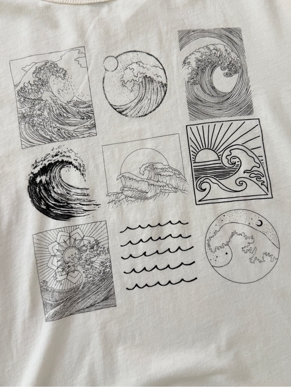 PacSun The Great Wave off Kanagawa graphic tee minimalist wave line art s amm